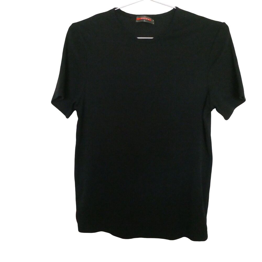 Prada Vintage Woman's US Size S Black Nylon Short Sleeve Stretch Tee Size S